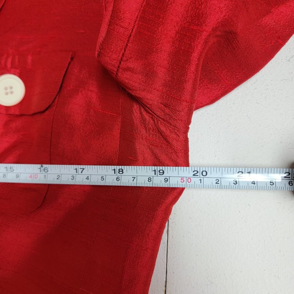 Lafayette 148 Womens Red 100% Silk Professional Blazer Jacket Sz 8 Luxury Career - Picture 7 of 12